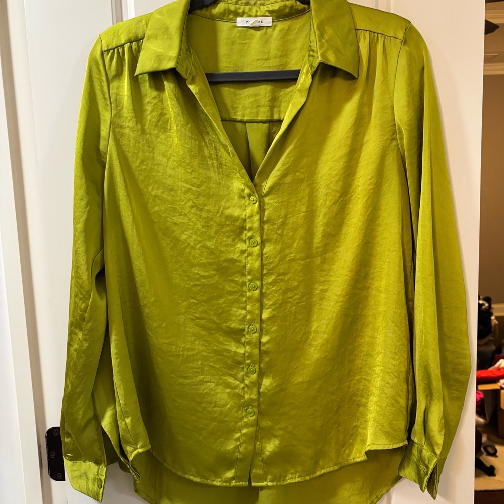 Pleione Chartreuse Button Down Shirt